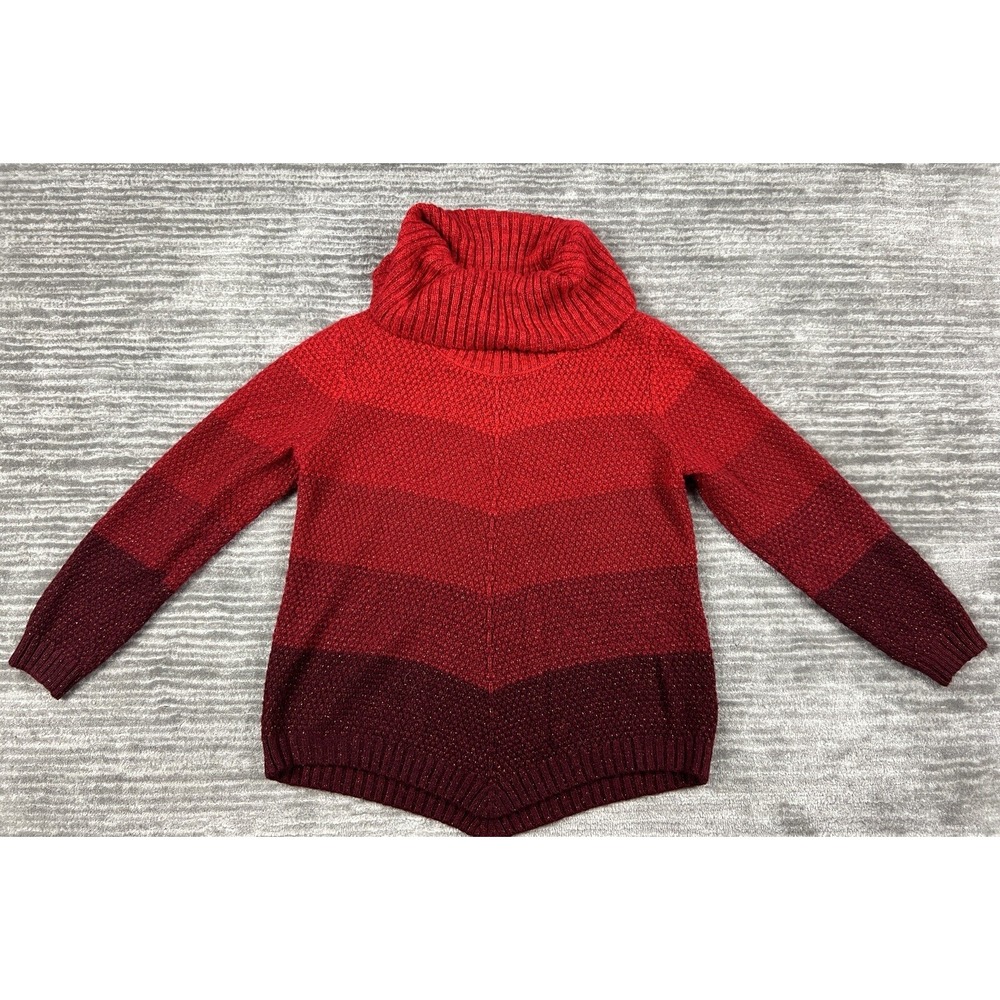 A. Byer Sweater Womens Medium Red Gold Metallic Longsleeve Cowl‎ Neck